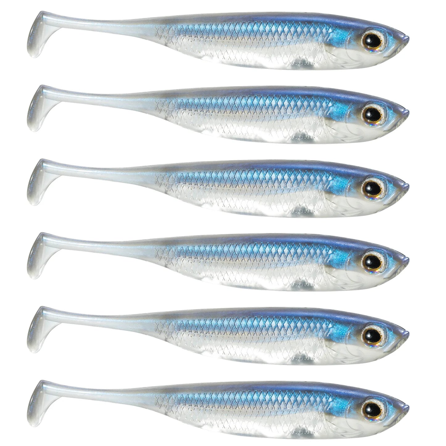 Dr.Fish 5/6 Stück Angelköder Weichplastik Silikonköder Paddelschwanz Shad Wurm Swimbait Süßwasser Barsch Forelle 70mm 80mm 100mm