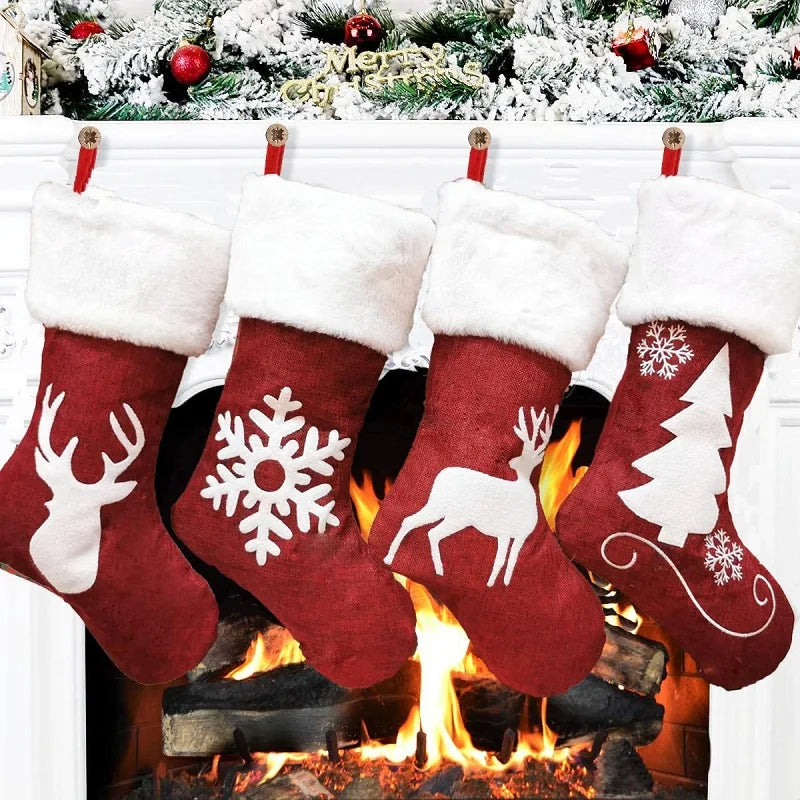 Gestrickte Weihnachtssocke Sockenbeutel Neujahrsgeschenk Bonbontüten Weihnachtsdekorationen für Zuhause Christbaumschmuck Natal