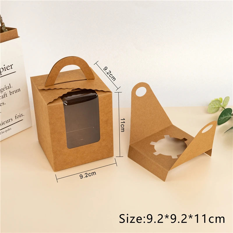 StoBag 10 Stück Cupcake-Box mit Klarsichtfenstergriffen Kuchengeschenke Geburtstag Weihnachtsfeier & Event Handgemachte Dessert-Lebensmittel 1 Loch