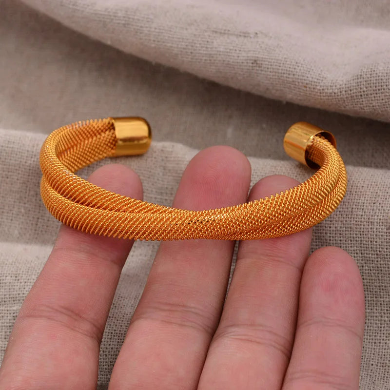 New 24K 4Pcs/lot Dubai Gold Color Bangles For Women  Ethiopian Wedding Bangles Bracelet Jewelry