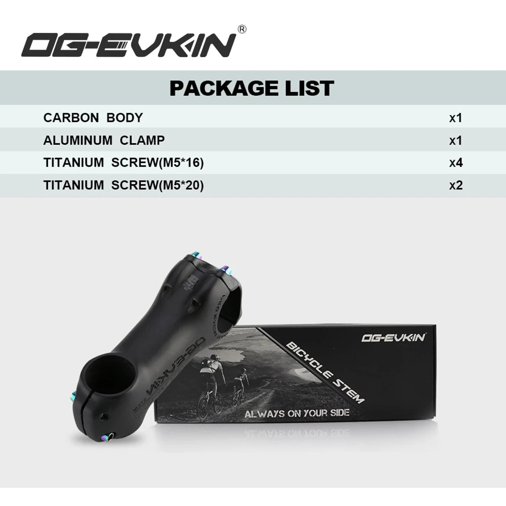 OG-EVKIN BS-004 T1000 Carbon MTB Bicycle Stem 6/17 Degree 31.8MM Carbon Road Bike Stem Positive and Negative Cycling Power Parts