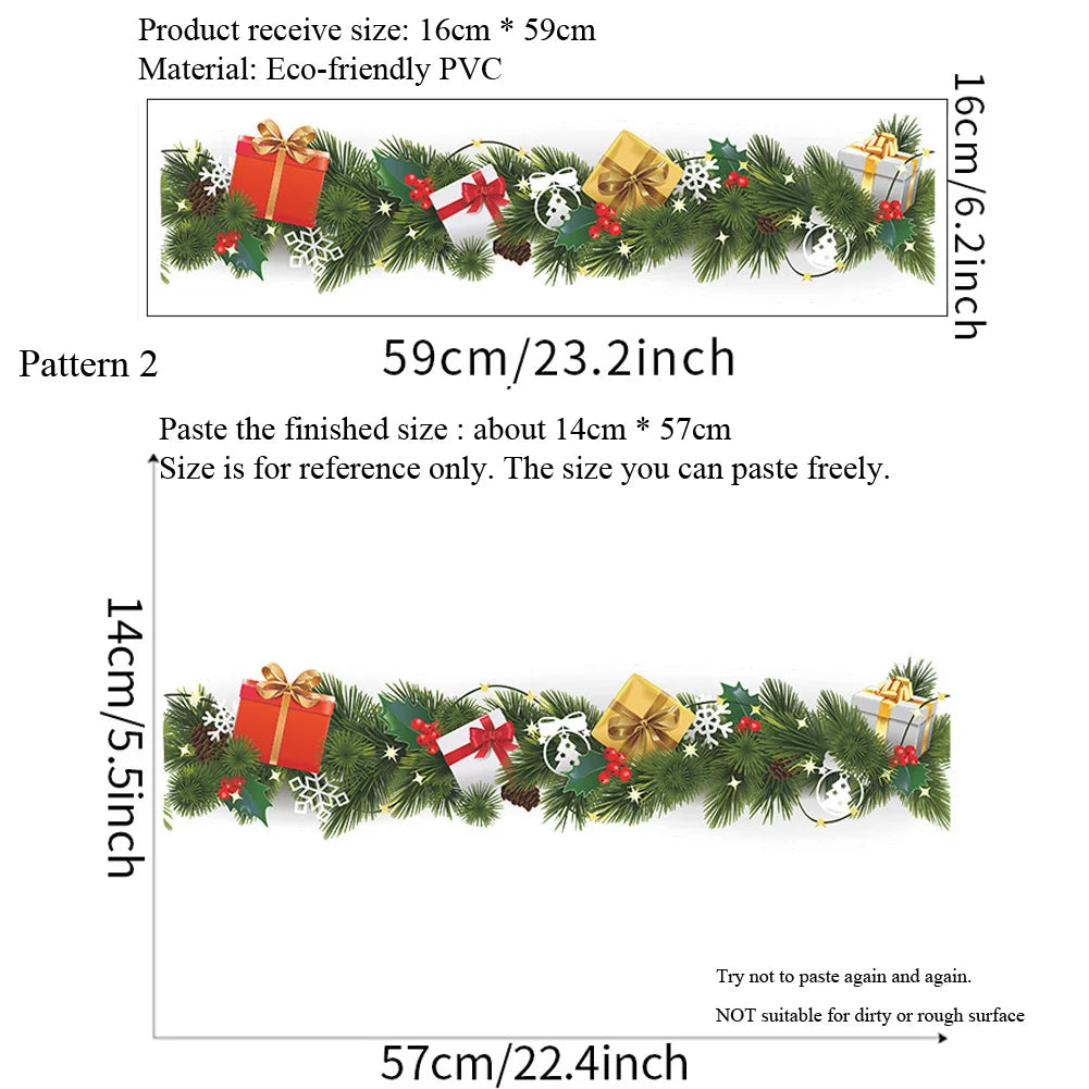Weihnachten Kiefernzweig Taille Linie Wandaufkleber Wohnzimmer Fußleisten Dekoration Neujahr Tapete Home Decor Fußleisten Aufkleber