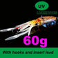 SUNMILE Angel-Gummiköder Tintenfisch 20g/60g/80g/100g/120g/150g Leuchtend/UV-Tintenfisch-Jig Angelköder für Meeresangeln Wobbler Köder