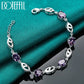 DOTEFFIL 925 Sterling Silber Lila Große AAA Zirkon Armbandkette für Damen Schmuck Verlobung Party Weihnachtsgeschenk