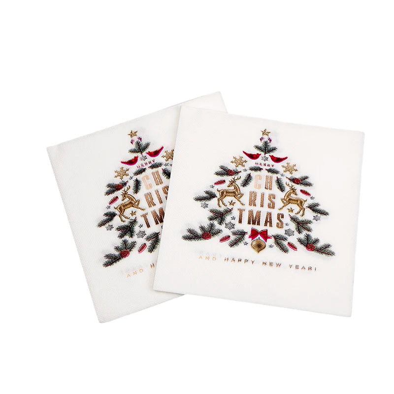 20pcs Christmas Paper Napkins Santa Claus Snowman Merry Christmas Decorations for Home New Year Disposable Tableware Supplies