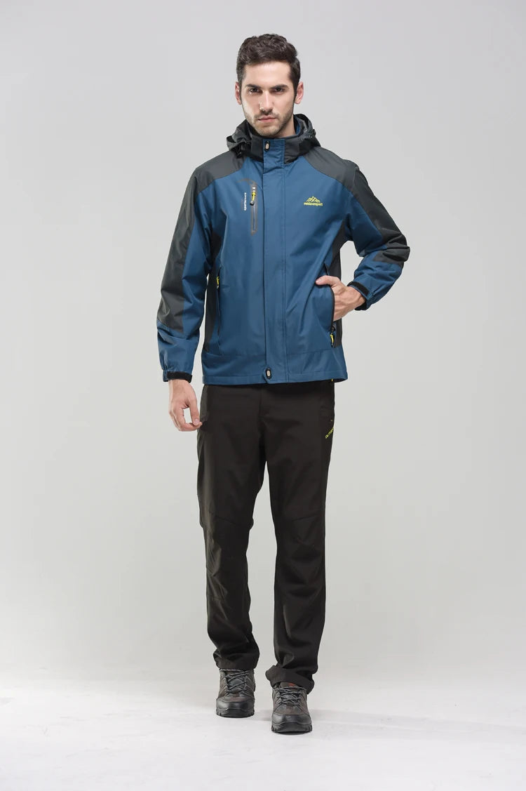 TRVLWEGO Camping Wanderjacke Herren Herbst Outdoor Sportmäntel Klettern Trekking Windbreaker Reise Wasserdichte Jacken Schwarz