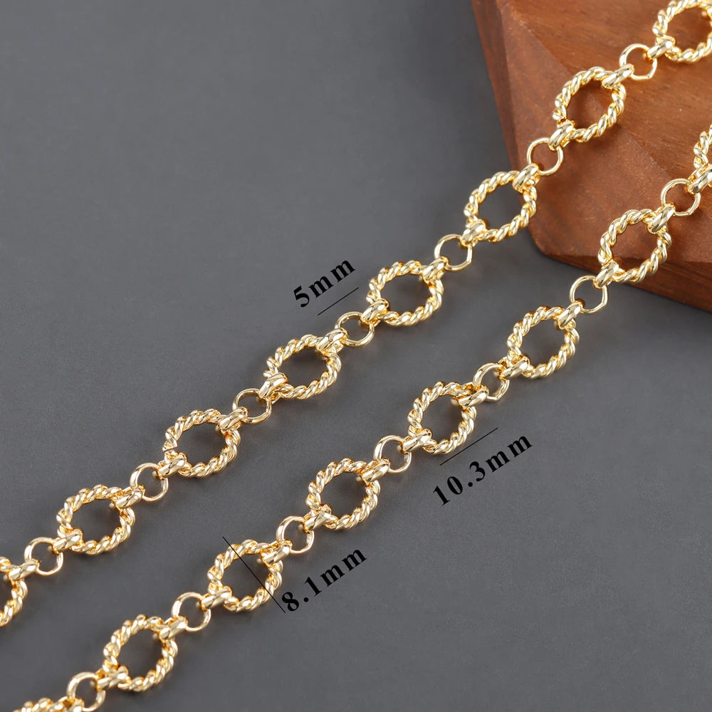 YEGUI C257, DIY-Kette, 18 Karat vergoldet, Kupfer, rhodiniert, Anhänger, Schmuckzubehör, Schmuckherstellung, DIY-Armbandkette, 1m/Los