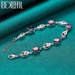 DOTEFFIL 925 Sterling Silber Lila Große AAA Zirkon Armbandkette für Damen Schmuck Verlobung Party Weihnachtsgeschenk