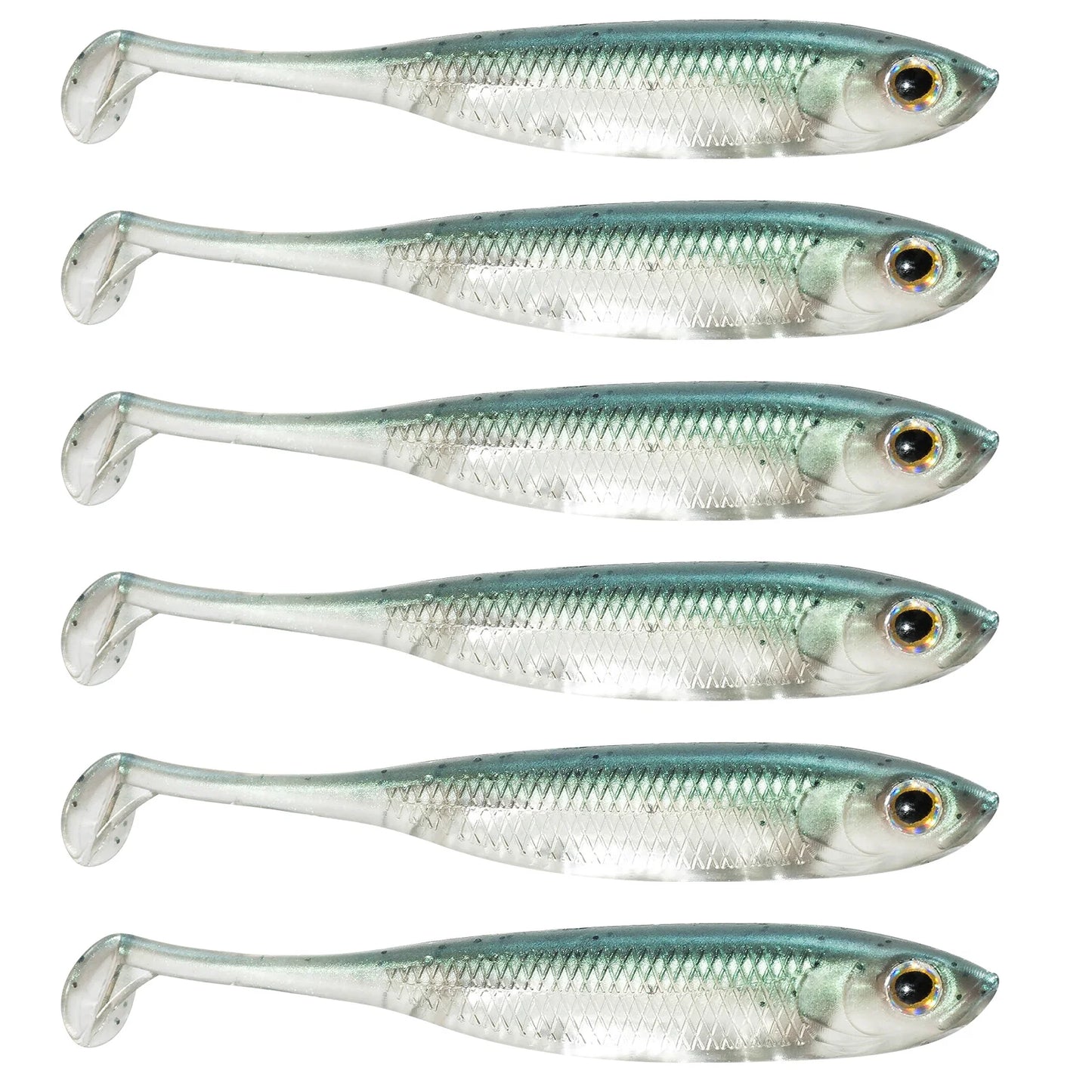 Dr.Fish 5/6 Stück Angelköder Weichplastik Silikonköder Paddelschwanz Shad Wurm Swimbait Süßwasser Barsch Forelle 70mm 80mm 100mm