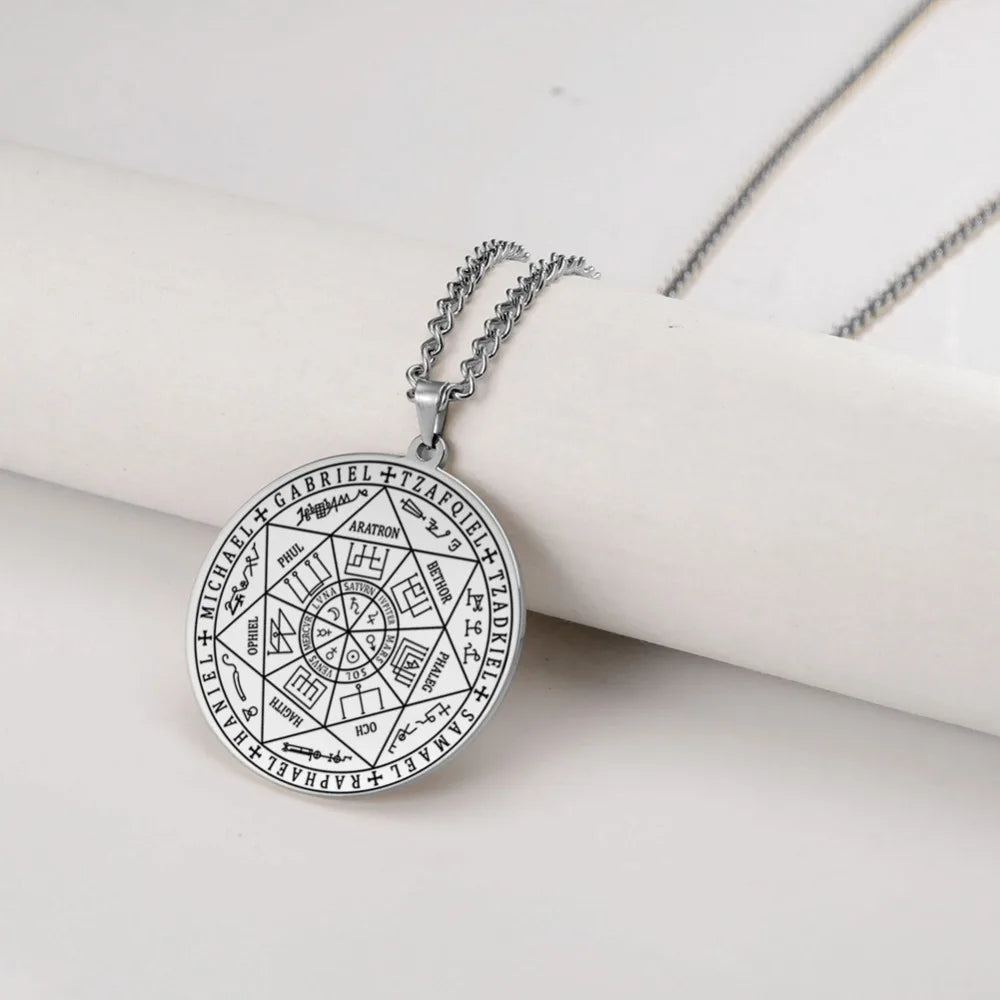 Dawapara 7 Archangels Sigil Necklaces Pentacle Magical Amulet Michaelmas Lucky Protection Supernatural Talisman Necklace