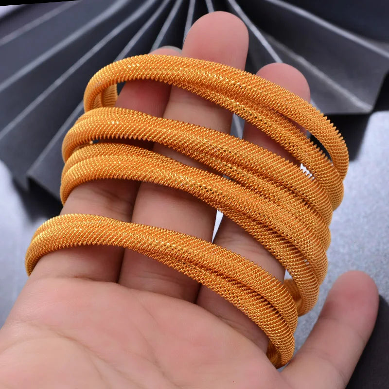 New 24K 4Pcs/lot Dubai Gold Color Bangles For Women  Ethiopian Wedding Bangles Bracelet Jewelry