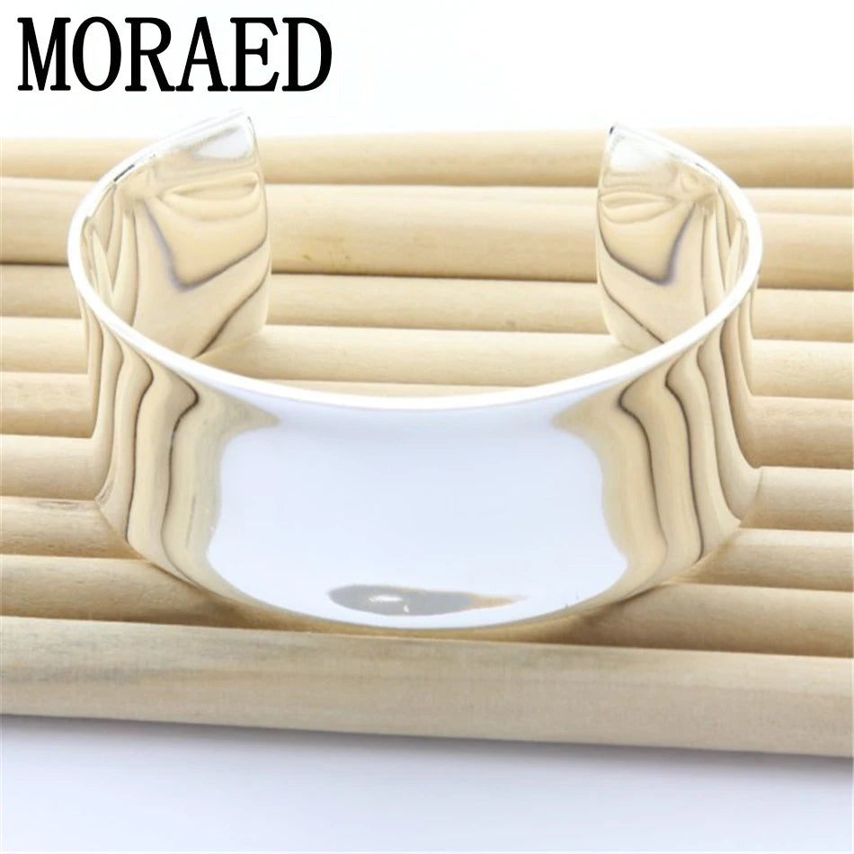2022 Neu Reines 925 Sterling Silber Armreif Armbänder Damen Glatt Offener Armreif Herren Mode Schmuck Weihnachtsgeschenk