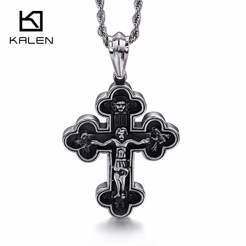 Kalen Mode Kreuz Halsketten Für Männer Hochglanzpoliert 50cm Edelstahl Kreuz Schmuck Halskette Männlich Günstiger Schmuck