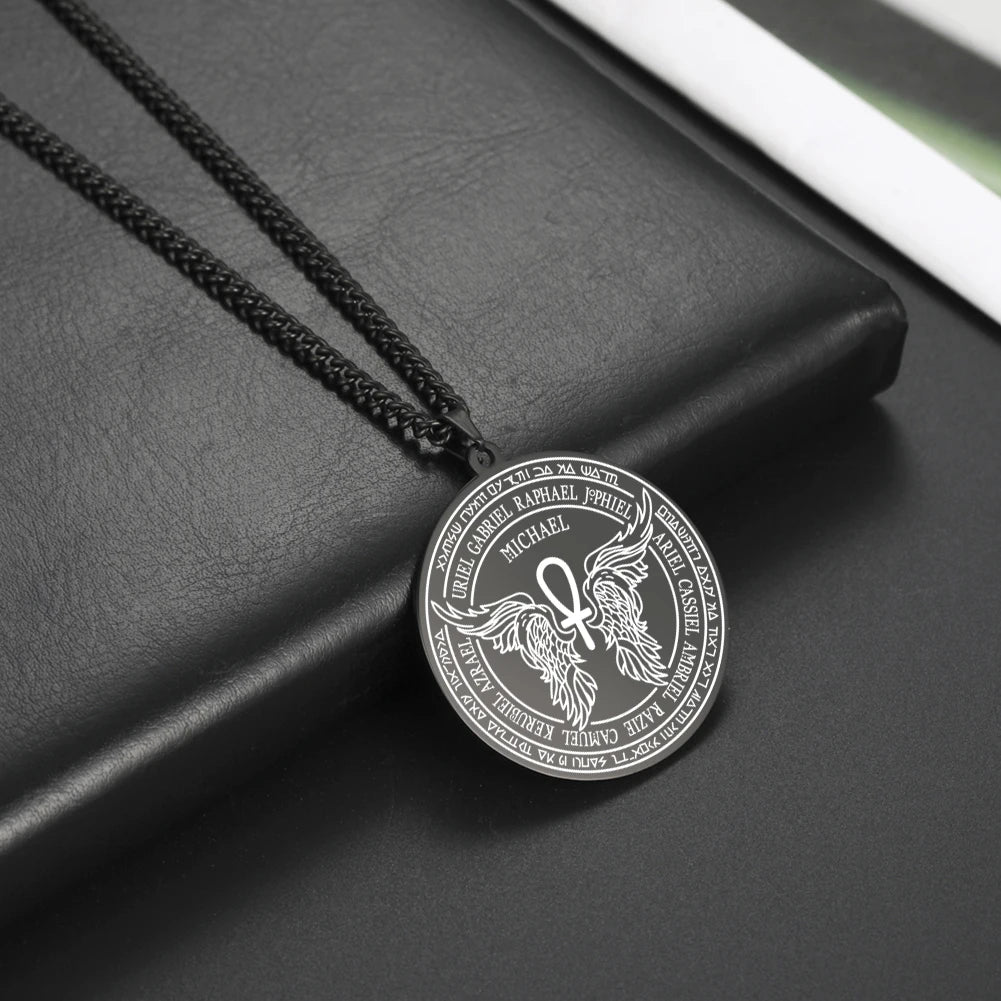 Dawapara 7 Archangels Sigil Necklaces Pentacle Magical Amulet Michaelmas Lucky Protection Supernatural Talisman Necklace