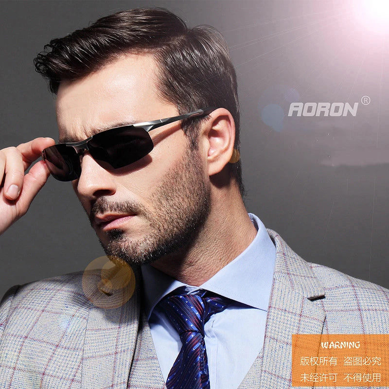 AORON Polarisierte Herren-Sonnenbrille für Autofahrer, Aluminium-Magnesium-Rahmen, Sport-Sonnenbrille, Fahrer-Retro-Brille, UV400, Blendschutz