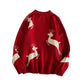 Weihnachtspullover Damen Herbst Winter Koreanischer Lockerer Pullover Hirsch Pullover Männer und Frauen Oversized Pullover Paare