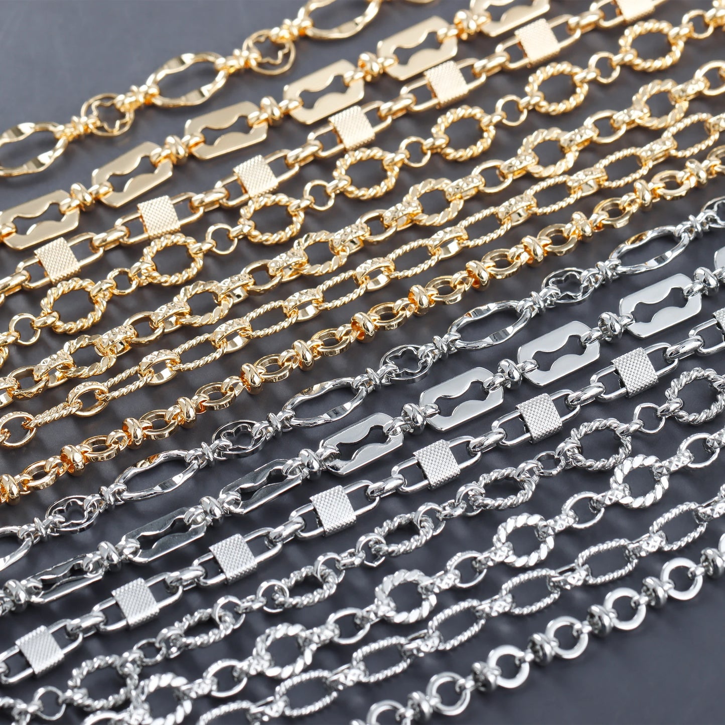 YEGUI C257, DIY-Kette, 18 Karat vergoldet, Kupfer, rhodiniert, Anhänger, Schmuckzubehör, Schmuckherstellung, DIY-Armbandkette, 1m/Los