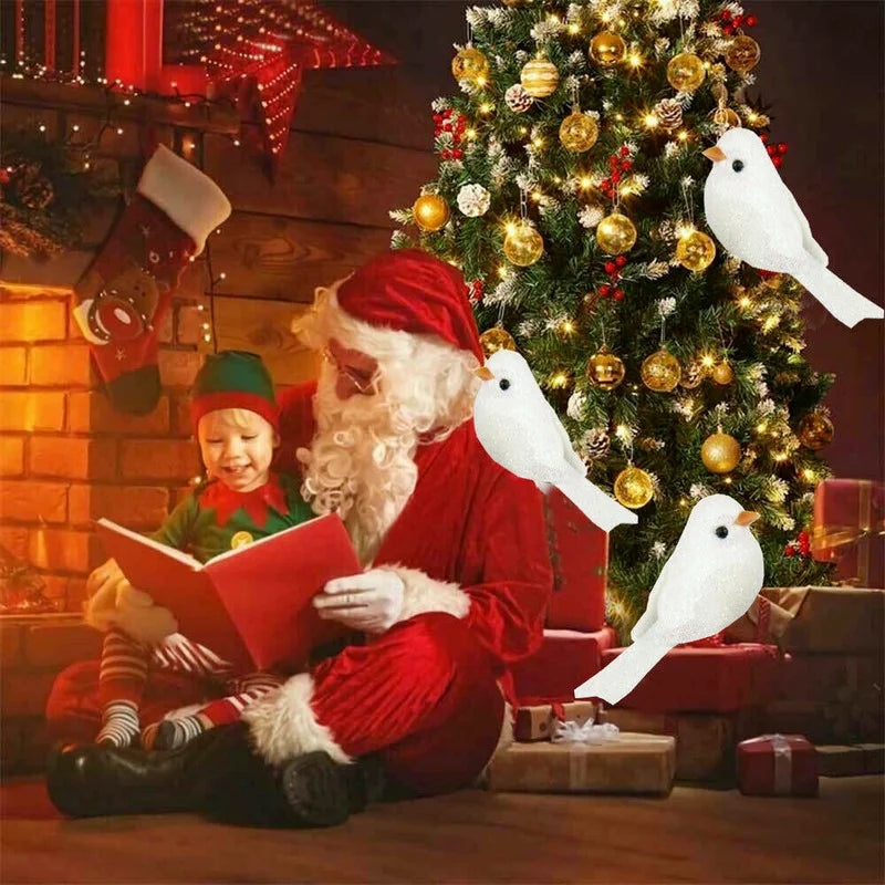 12er-Pack Clip-on Mini-Vogelattrappen Weihnachtsbaumschmuck Festival Gartendekoration Geschenk Weihnachtsdekoration Wohnkultur Geschenke Navidad