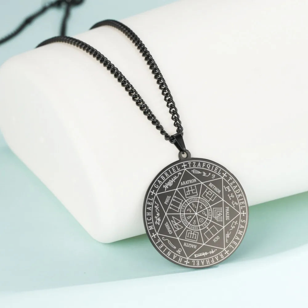 Dawapara 7 Archangels Sigil Necklaces Pentacle Magical Amulet Michaelmas Lucky Protection Supernatural Talisman Necklace