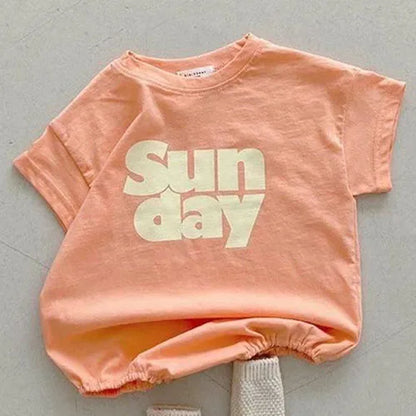 Einfacher Baby-Body mit Buchstabenaufdruck, einfarbig, einteilig, koreanische Baumwolle, Kleinkind-Outfits