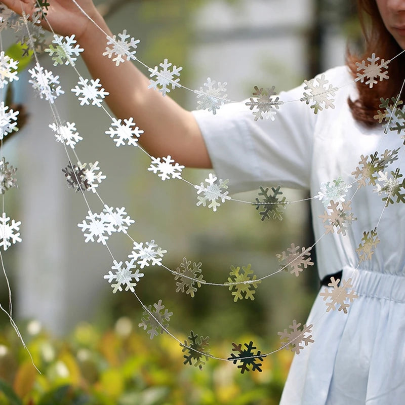 3D Künstliche Schneeflocken Papiergirlande Banner Weihnachtsdekorationen für Zuhause Winter Geburtstagsfeier Falscher Schnee Neujahrsornamente