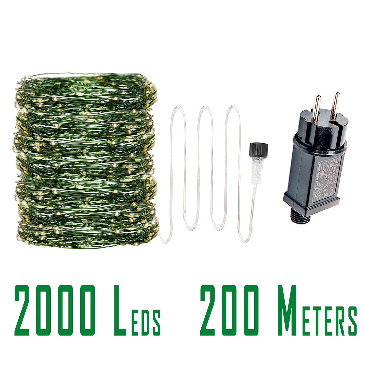 200M 2000LED Green Wire USB PLUG In  Fairy String Light Garland With Waterproof For Christmas Outdoor Wedding Garden Patio Decor
