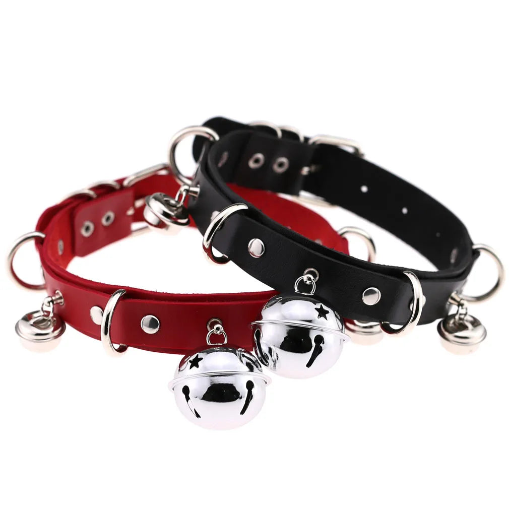 Big Bell Choker Collar For Women Girls Necklace  Metal Leather Chocker Goth Anime Cosplay Jewelry Accessories