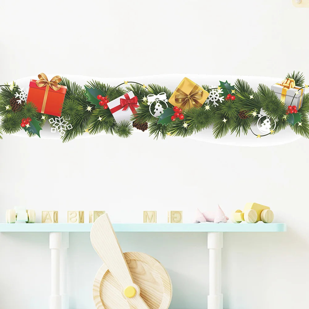 Weihnachten Kiefernzweig Taille Linie Wandaufkleber Wohnzimmer Fußleisten Dekoration Neujahr Tapete Home Decor Fußleisten Aufkleber