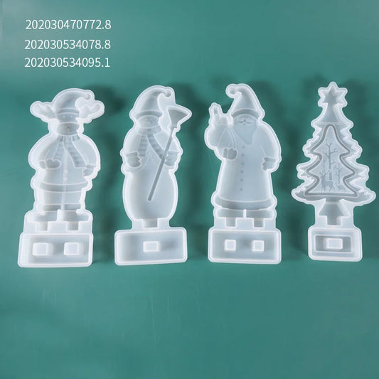2024 DIY Christmas Set resin mold silicone Christmas Tree Snowman Transparent Epoxy Resin Ornaments for Homemade Decoration