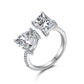 Wong Rain 100% 925 Sterling Silver Emerald Cut Created Moissanite Gemstone Wedding Party Open Ring Fine Jewelry Christmas Gifs