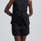 Hemp Vest Jacket Set in Black