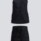 Hemp Vest Jacket Set in Black