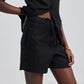 Hemp Vest Jacket Set in Black