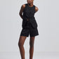 Hemp Vest Jacket Set in Black