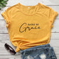 Saved By Grace 100% Baumwolle T-Shirt Damen Religiöses Christliches Bibel Top T-Shirt Lässig Jesus Religion Glaube T-Shirt Camiseta