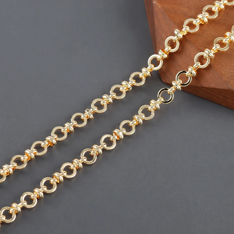 YEGUI C257, DIY-Kette, 18 Karat vergoldet, Kupfer, rhodiniert, Anhänger, Schmuckzubehör, Schmuckherstellung, DIY-Armbandkette, 1m/Los