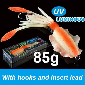 SUNMILE Angel-Gummiköder Tintenfisch 20g/60g/80g/100g/120g/150g Leuchtend/UV-Tintenfisch-Jig Angelköder für Meeresangeln Wobbler Köder