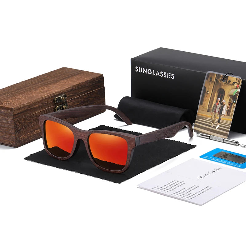 GM Natur Bambus Holz Sonnenbrille Handgemachte Polarisierte Gläser Spiegelbeschichtung Linsen Brille Mit Geschenkbox