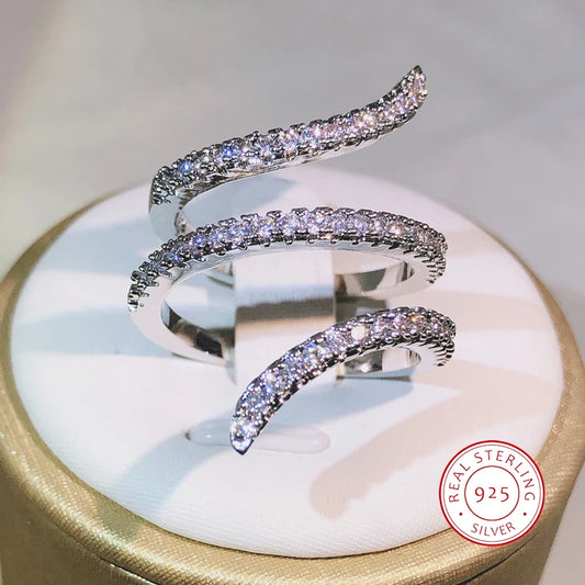 Mehrstöckige Entanglement-Ringe für Damen Schmuck Fingerring Damen 925 Silber Große Ringe für Damen Damen Mode Vintage Ring
