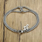 Vnox Einfache, geschichtete 3mm Rolo-Kettenarmbänder für Herren, rundes Kettenglied mit Kreuz-Anhänger, Armband, Christusgebet, Vintage-Freizeitgeschenk