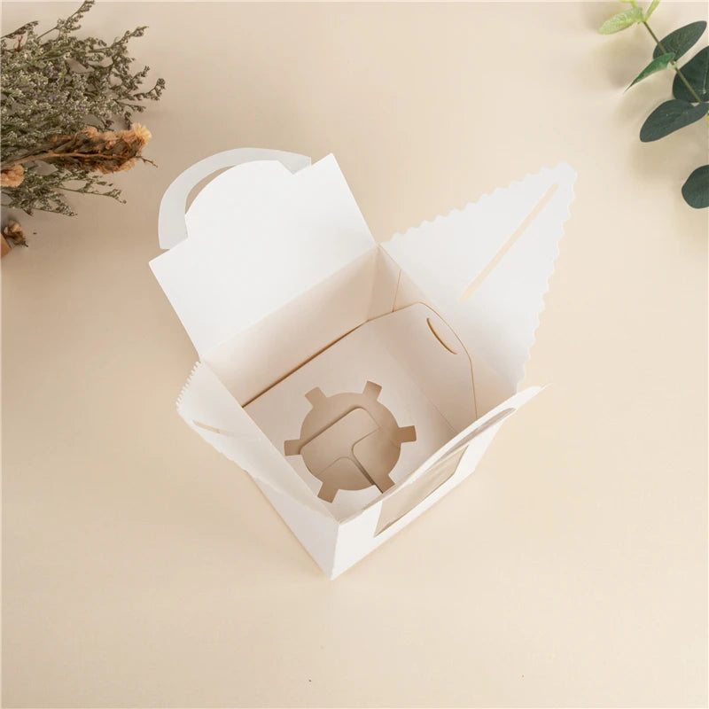 StoBag 10 Stück Cupcake-Box mit Klarsichtfenstergriffen Kuchengeschenke Geburtstag Weihnachtsfeier & Event Handgemachte Dessert-Lebensmittel 1 Loch
