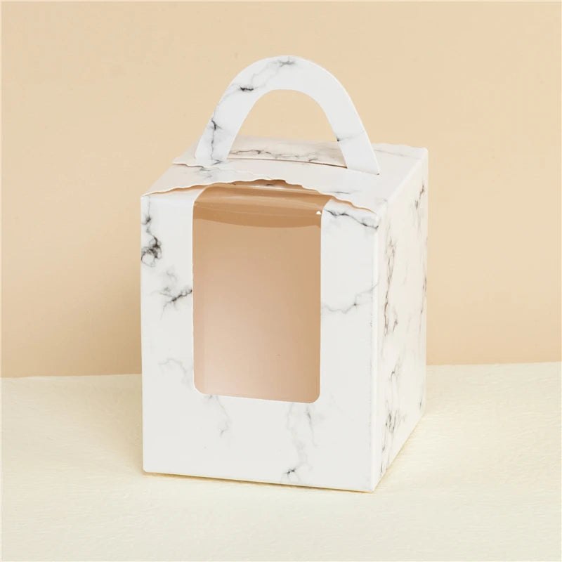 StoBag 10 Stück Cupcake-Box mit Klarsichtfenstergriffen Kuchengeschenke Geburtstag Weihnachtsfeier & Event Handgemachte Dessert-Lebensmittel 1 Loch