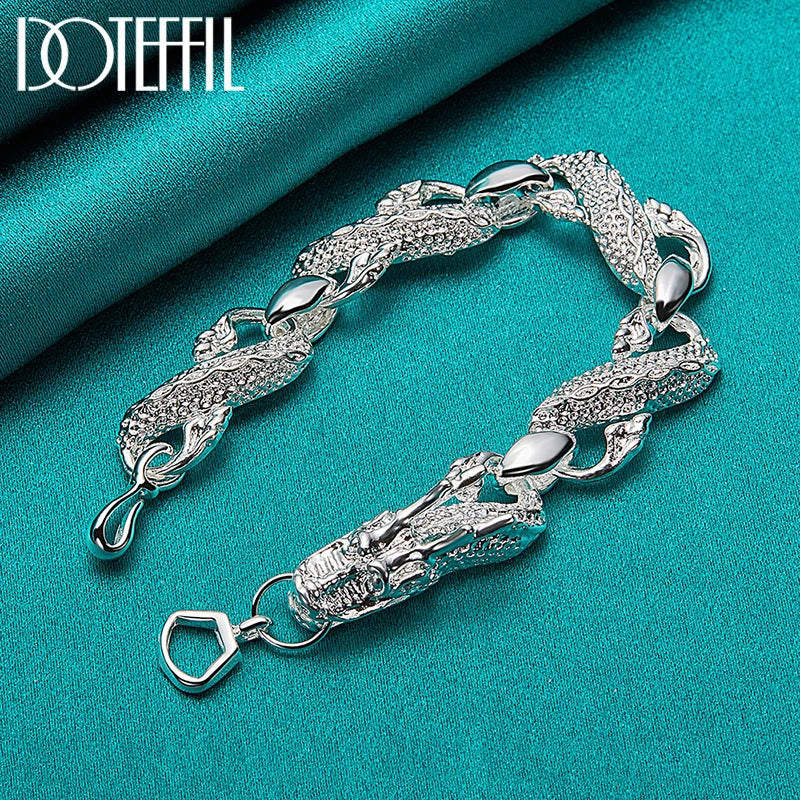 DOTEFFIL New Arrival 925 Sterling Silver Bracelet Bangle Cuff For Man Women Dragon Bracelet Fine Jewelry Party Christmas Gift