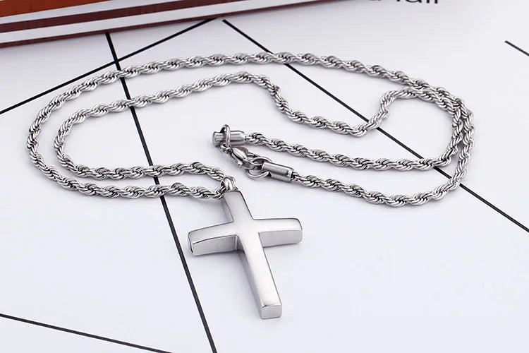 Kalen Mode Kreuz Halsketten Für Männer Hochglanzpoliert 50cm Edelstahl Kreuz Schmuck Halskette Männlich Günstiger Schmuck