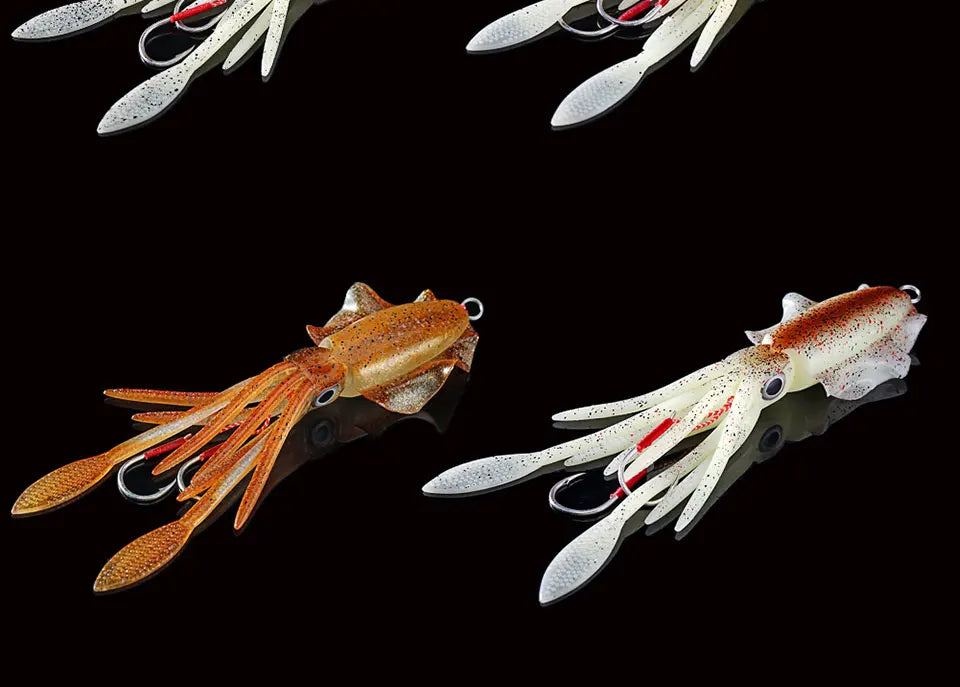 SUNMILE Angel-Gummiköder Tintenfisch 20g/60g/80g/100g/120g/150g Leuchtend/UV-Tintenfisch-Jig Angelköder für Meeresangeln Wobbler Köder