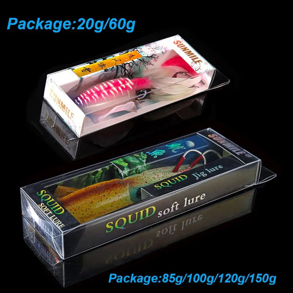 SUNMILE Angel-Gummiköder Tintenfisch 20g/60g/80g/100g/120g/150g Leuchtend/UV-Tintenfisch-Jig Angelköder für Meeresangeln Wobbler Köder