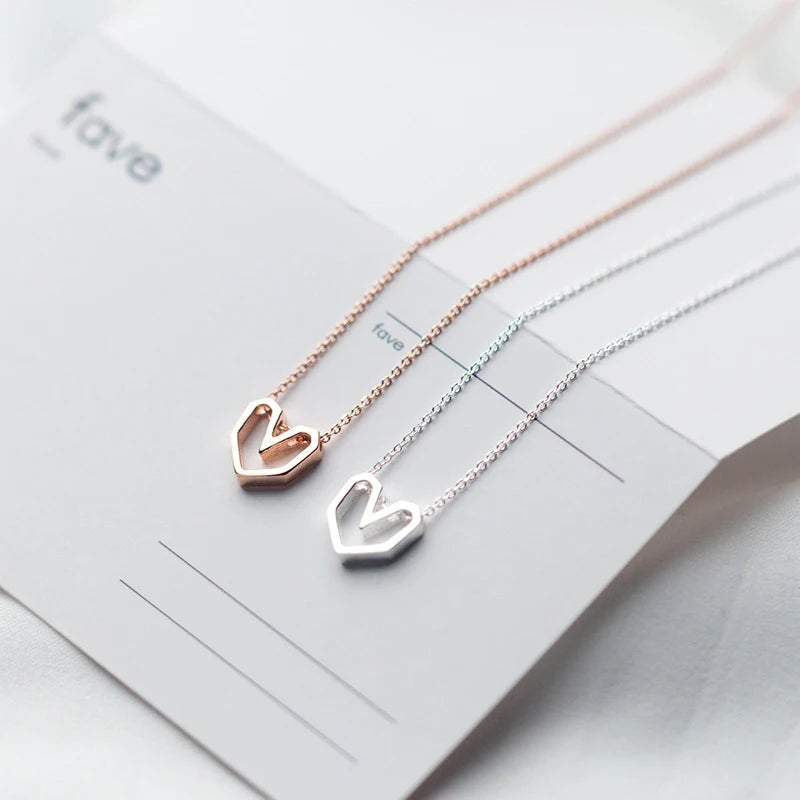 Modian Roségold Farbe Geometrische Herz Halskette Anhänger Sexy 100% 925 Sterling Silber Anhänger für Frauen Party Schmuck Geschenk