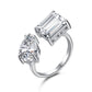 Wong Rain 100% 925 Sterling Silver Emerald Cut Created Moissanite Gemstone Wedding Party Open Ring Fine Jewelry Christmas Gifs