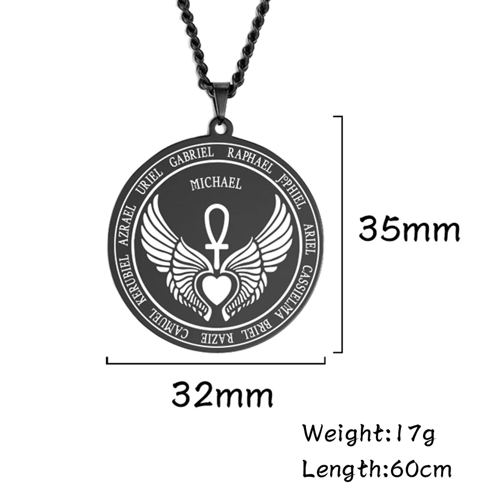 Dawapara 7 Archangels Sigil Necklaces Pentacle Magical Amulet Michaelmas Lucky Protection Supernatural Talisman Necklace