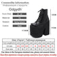 Gdgydh Chunky Heel Motorcycle Boots Women Platform Ankle Boots Lace Up Punk Cosplay Thick Sole Goth Girls Shoes Big Size 43